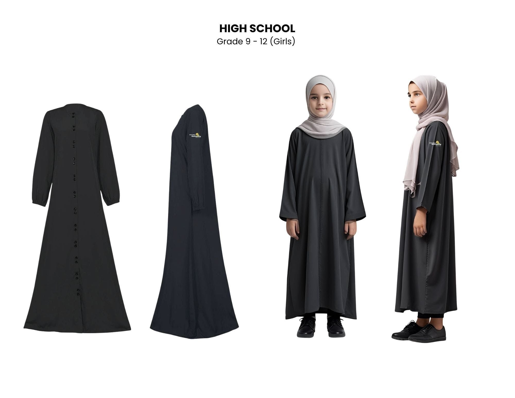 NYCMC Wellspring Schools Uniform: High School Abaya with Logo